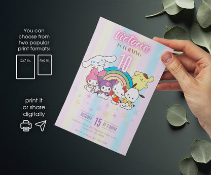 My Melody Hello Kitty Sanrio customizable invitation template | Share or Print | girl | VQ320