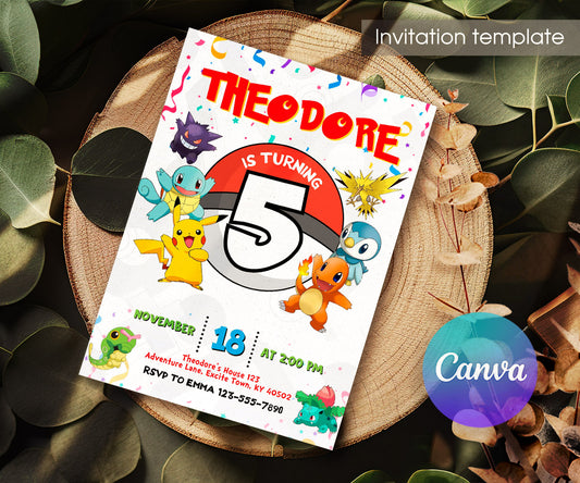 Pokemon Pikachu customizable invitation template | Share or Print | RT549