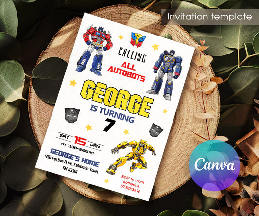 Transformers Rescue Bots customizable invitation template | Share or Print | boy | UH423