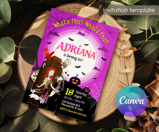 The Nightmare Before Christmas Halloween customizable invitation template | Share or Print | WV600