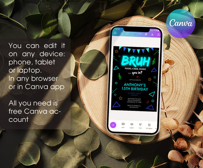 Bruh Music customizable invitation template | Share or Print | boy | RL989