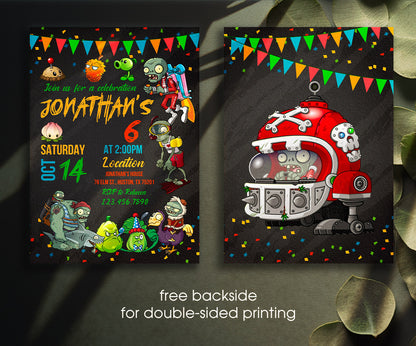 Plans vs Zombies Halloween customizable invitation template | Share or Print | MC004