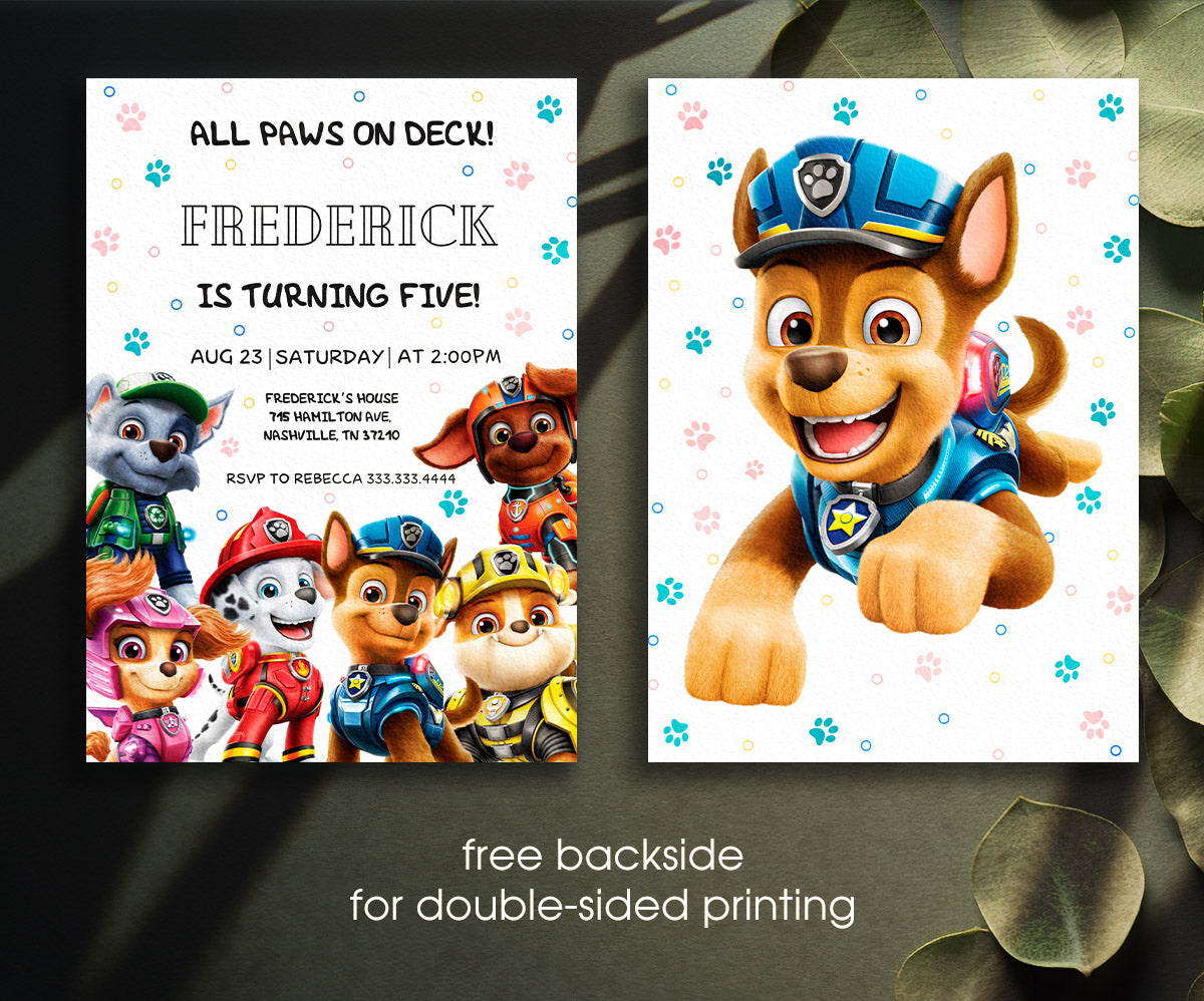 PAW Patrol customizable invitation template | Share or Print | FO203