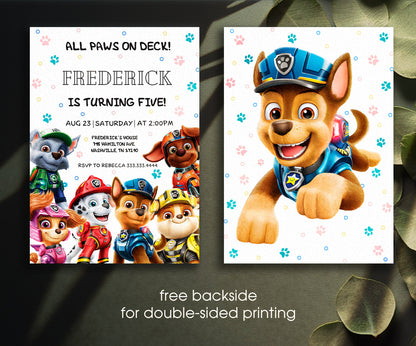 PAW Patrol customizable invitation template | Share or Print | FO203