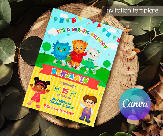 Daniel Tiger's Neighborhood customizable invitation template | Share or Print | KQ869