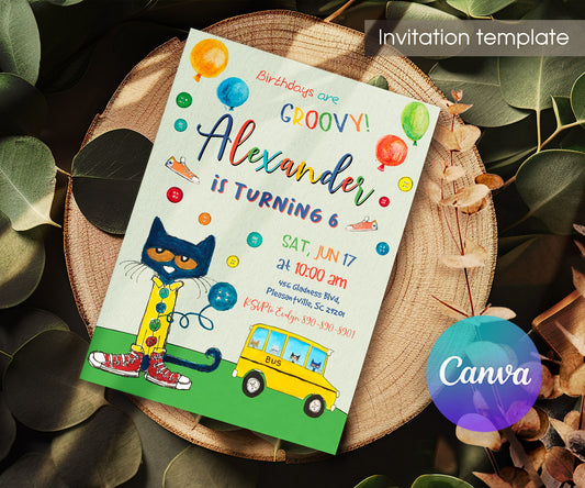 Pete the Cat customizable invitation template | Share or Print | ZQ716