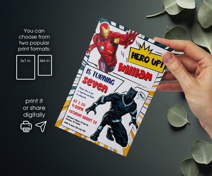 Avengers Marvel Superhero customizable invitation template | Share or Print | boy | TL344