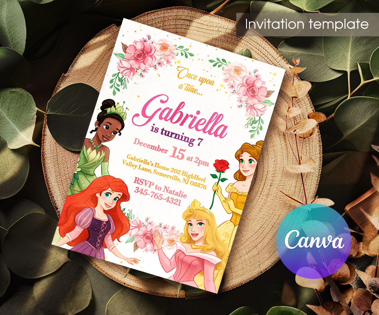 Disney Princess customizable invitation template | Share or Print | girl | ZG119