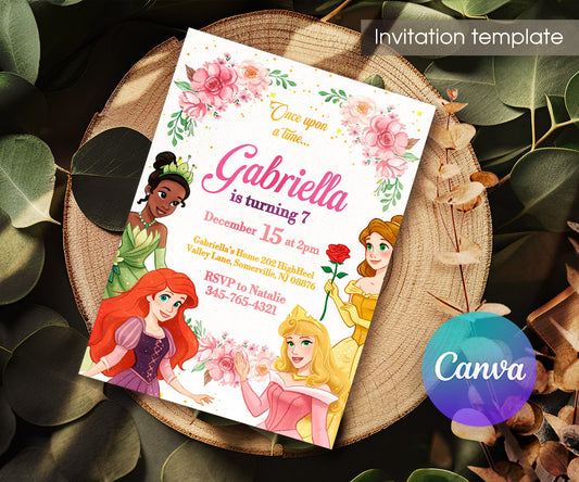 Disney Princess customizable invitation template | Share or Print | girl | ZG119