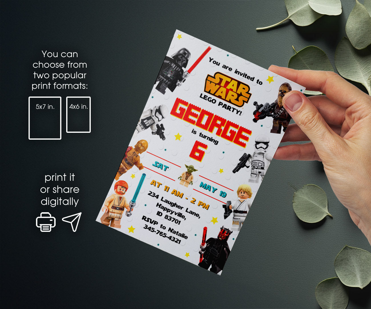 Star Wars Darth Vader Lego Minifigures customizable invitation template | Share or Print | AL237