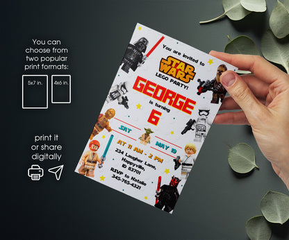 Star Wars Darth Vader Lego Minifigures customizable invitation template | Share or Print | AL237