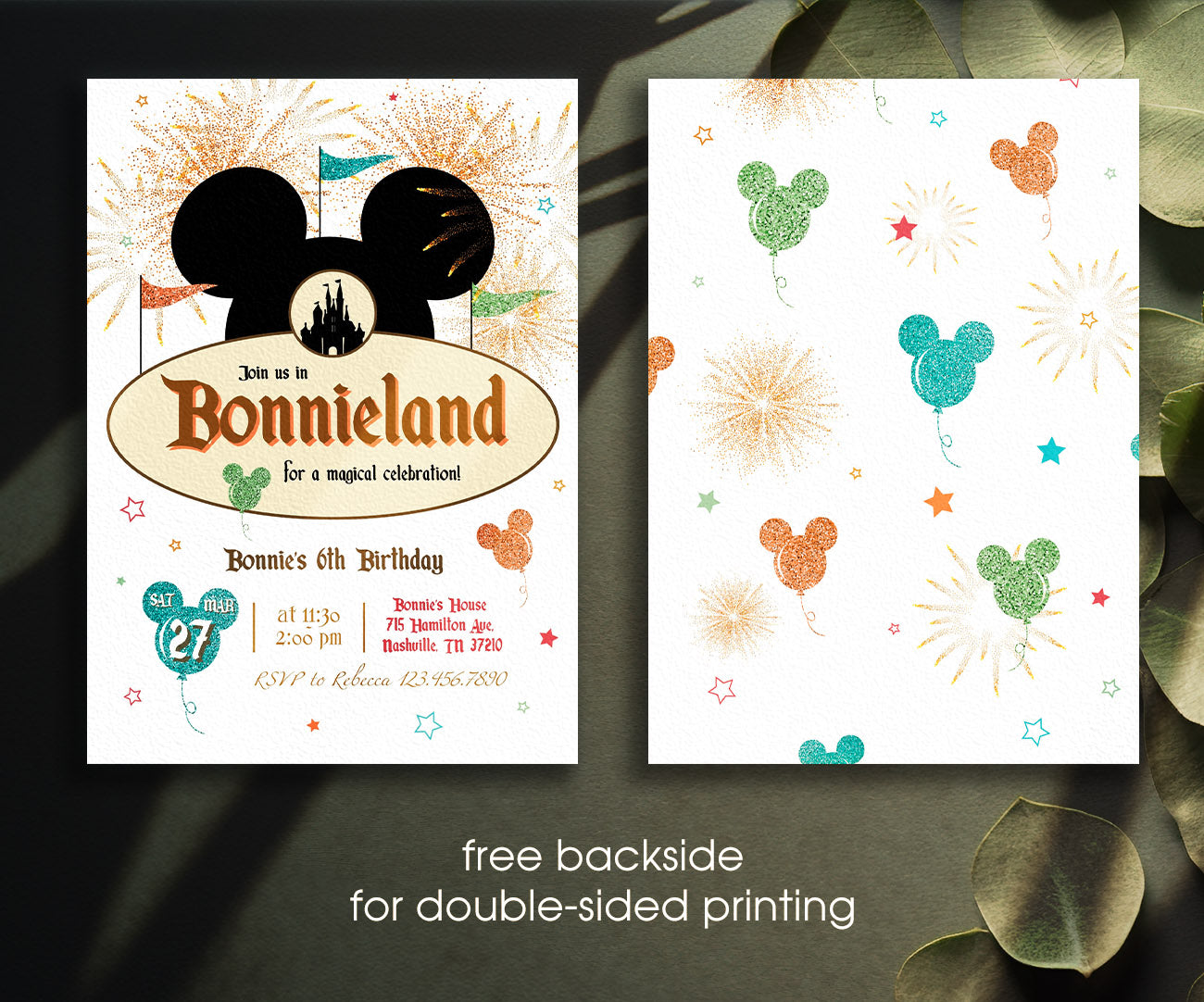 Disneyland customizable invitation template | Share or Print | girl | QJ963