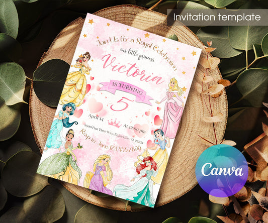 Disney Princess customizable invitation template | Share or Print | girl | BM173