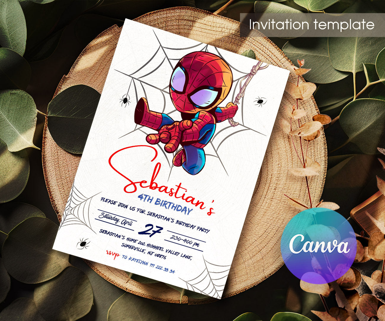 Spidey and His Amazing Friends customizable invitation template | Share or Print | boy | QW899