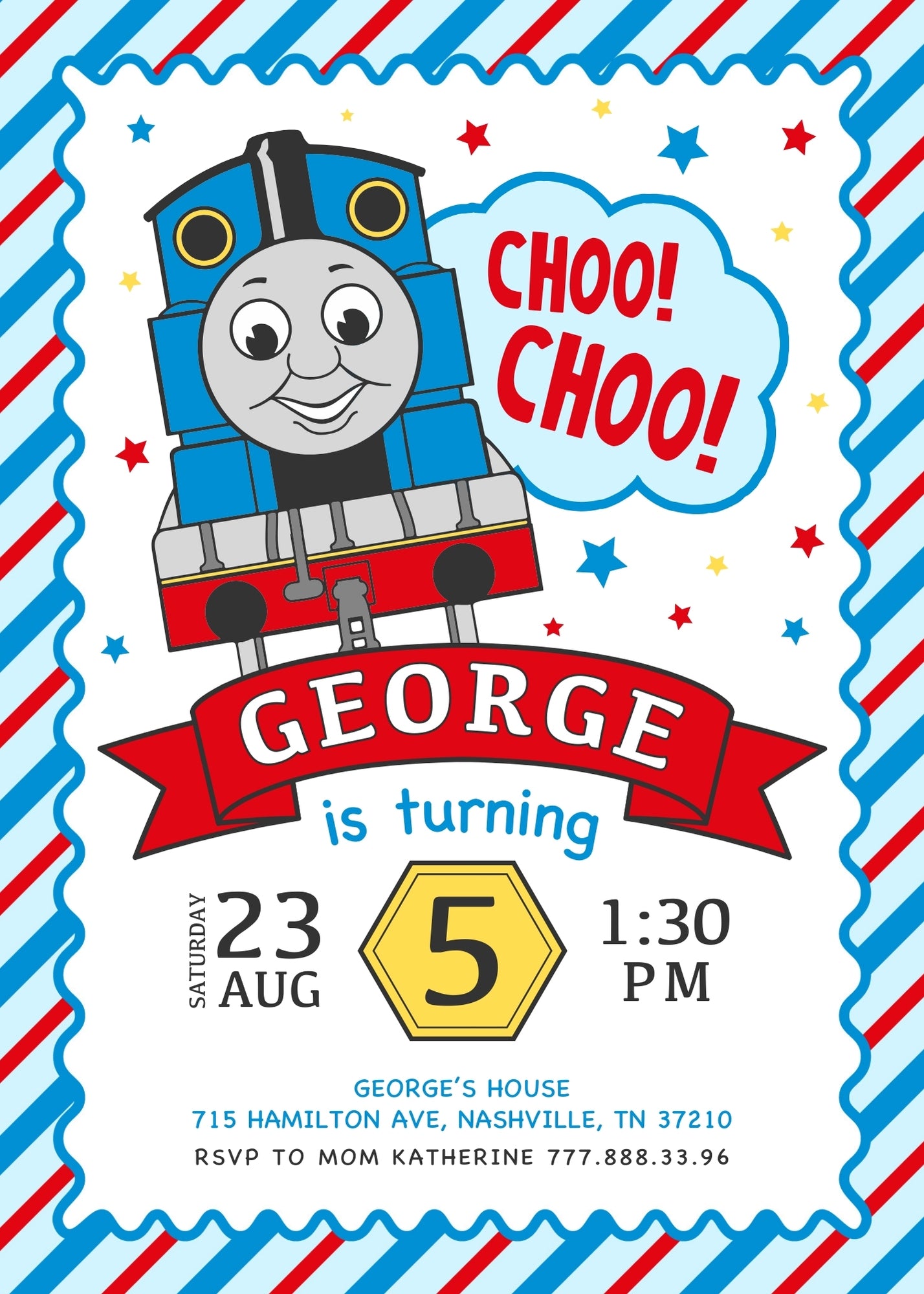 Thomas Train & Friends customizable invitation template | Share or Print | JX132