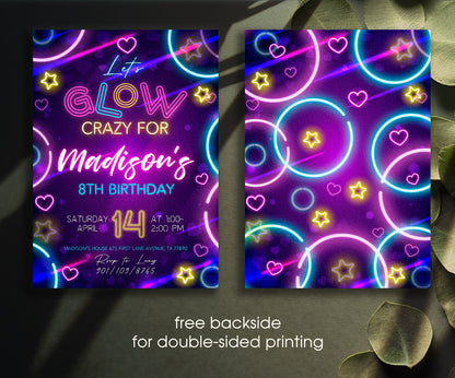 Lets Glow Crazy customizable invitation template | Share or Print | EQ098