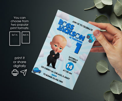 Baby Boss customizable invitation template | Share or Print | boy | NJ306