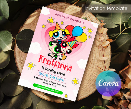 The Powerpuff Girls customizable invitation template | Share or Print | girl | LJ855