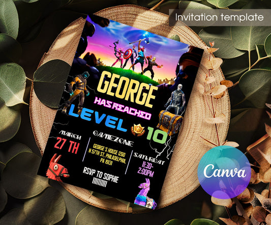 Fortnite Gamer customizable invitation template | Share or Print | boy | FP049