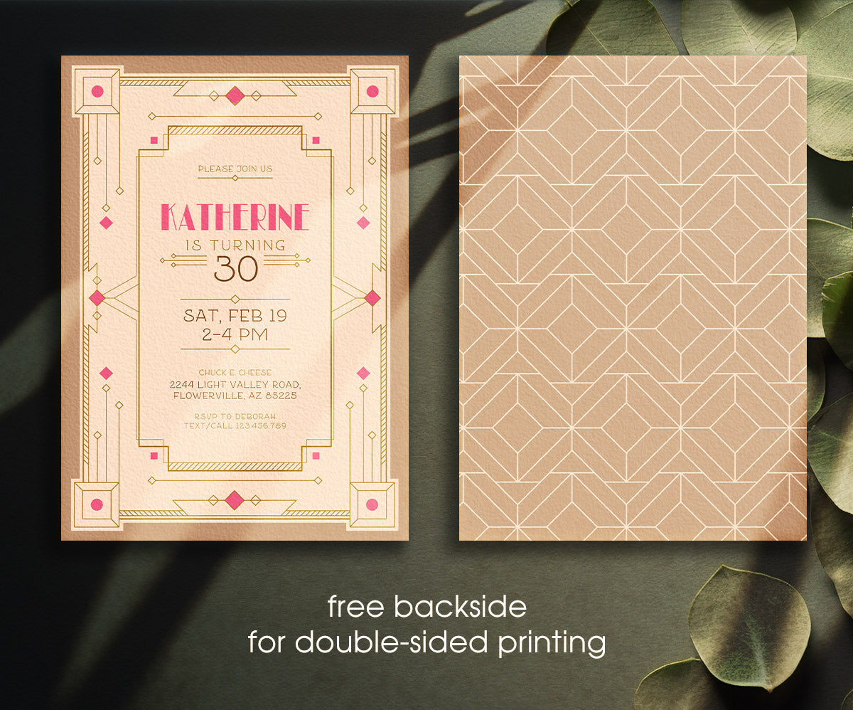The Great Gatsby Art Deco customizable invitation template | Share or Print | VI842
