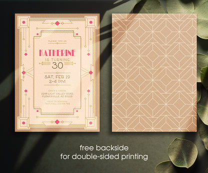 The Great Gatsby Art Deco customizable invitation template | Share or Print | VI842