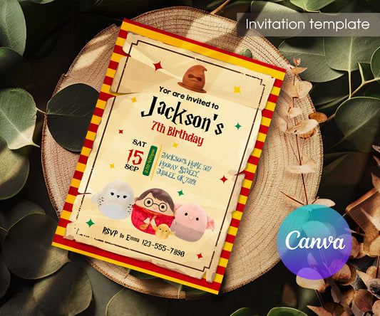 Squishmallows Harry Potter customizable invitation template | Share or Print | HJ524