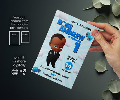 Baby Boss customizable invitation template | Share or Print | boy | AJ183
