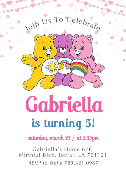 Care Bears customizable invitation template | Share or Print | US832