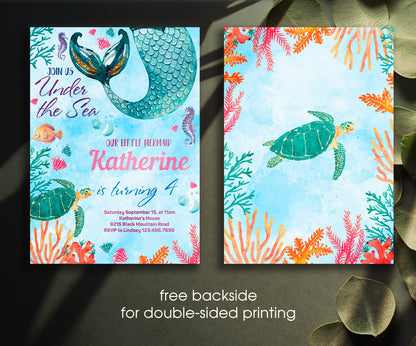 The Little Mermaid Ariel customizable invitation template | Share or Print | girl | FG096