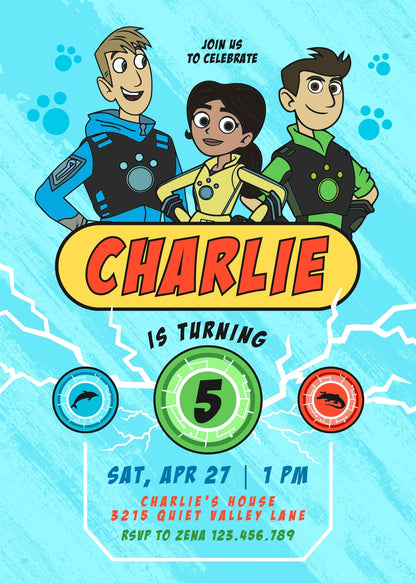 Wild Kratts Creature Hero customizable invitation template | Share or Print | VC303