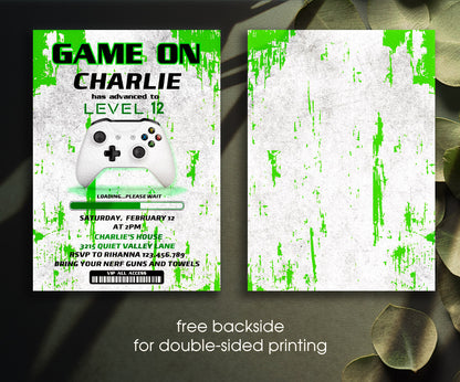 Gamer Party customizable invitation template | Share or Print | boy | TE542