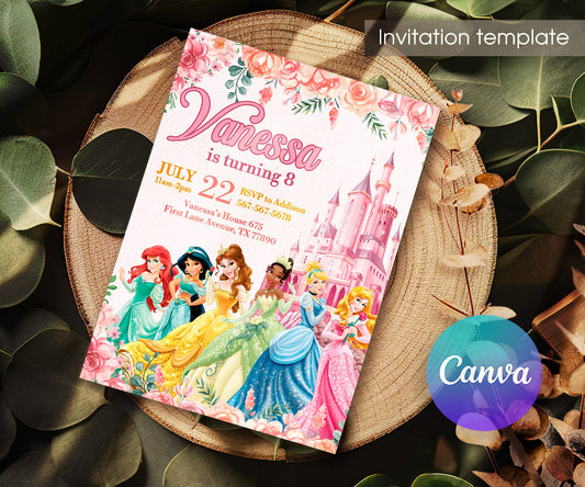 Disney Princess customizable invitation template | Share or Print | girl | WC239