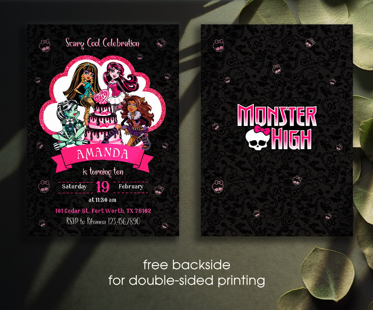 Monster High customizable invitation template | Share or Print | girl | EJ727