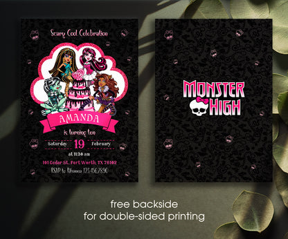 Monster High customizable invitation template | Share or Print | girl | EJ727