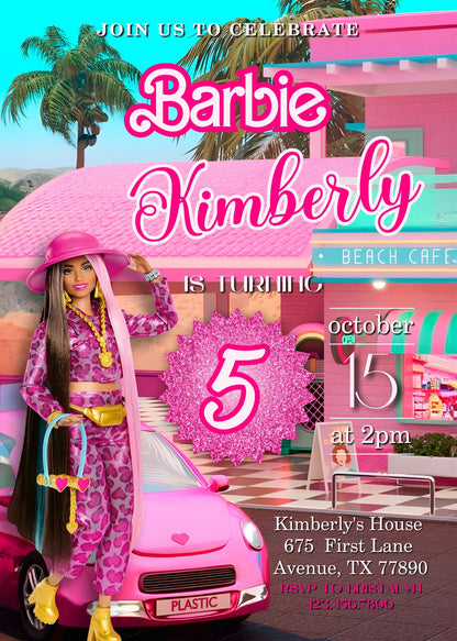 Barbie Pink customizable invitation template | Share or Print | girl | IM212