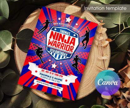 American Ninja Warrior customizable invitation template | Share or Print | RP446