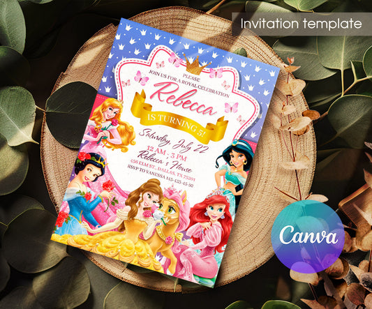 Disney Princess customizable invitation template | Share or Print | girl | BN051