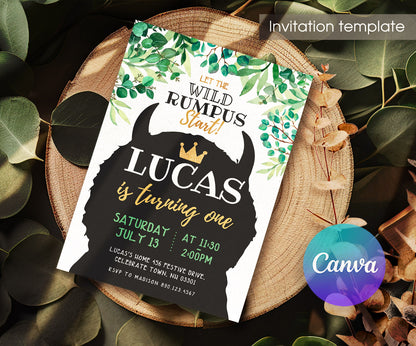 Where The Wild Things Are Maurice Sendak customizable invitation template | Share or Print | VN082