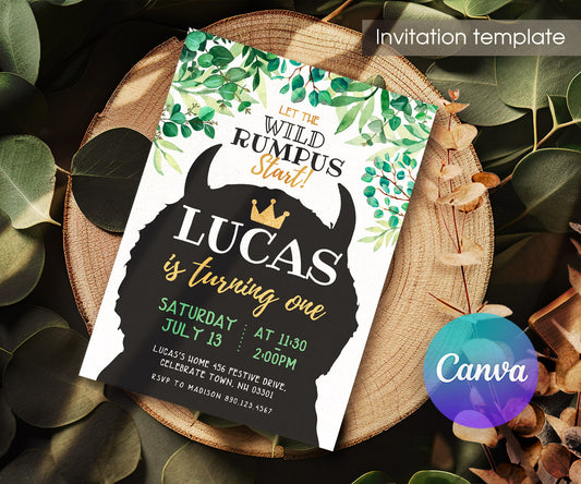 Where The Wild Things Are Maurice Sendak customizable invitation template | Share or Print | VN082