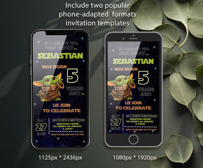 Baby Yoda Grogu Star Wars Mandalorian customizable invitation template | Share or Print | boy | XA616