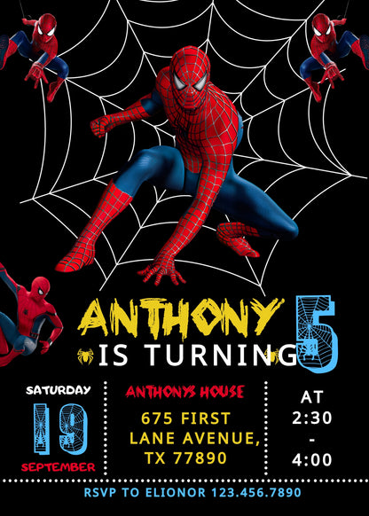 Spiderman Marvel Superhero customizable invitation template | Share or Print | boy | AK679