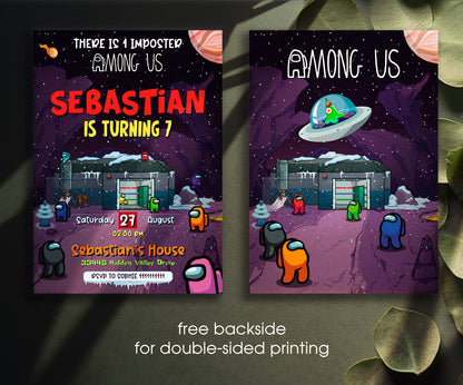 Among Us Gamer customizable invitation template | Share or Print | NL382