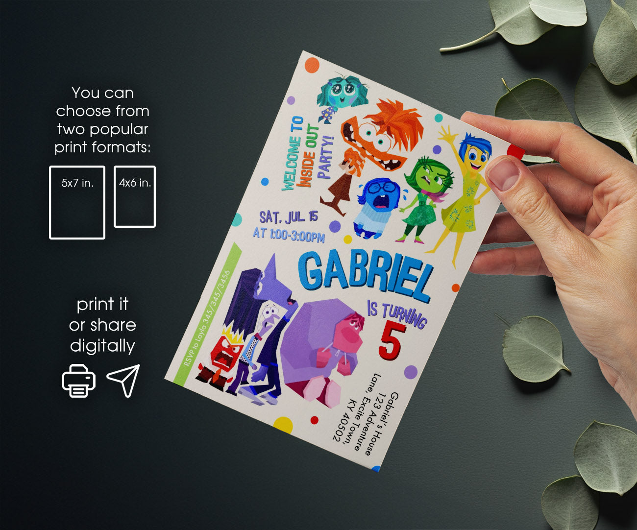 Inside Out 2 customizable invitation template | Share or Print | DT004