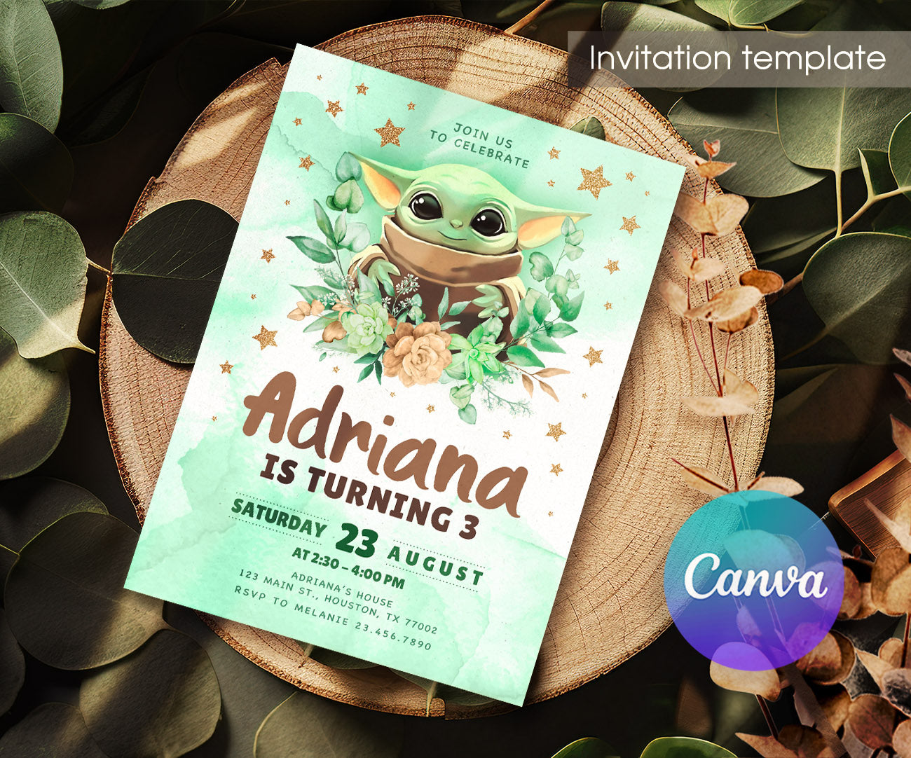 Baby Yoda Grogu Star Wars Mandalorian customizable invitation template | Share or Print | boy | RP732