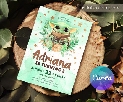Baby Yoda Grogu Star Wars Mandalorian customizable invitation template | Share or Print | boy | RP732