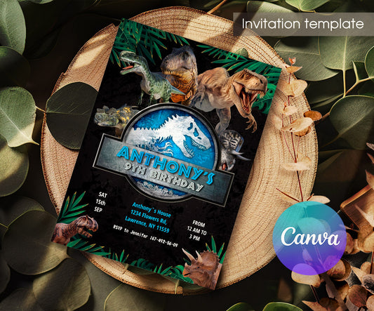Jurassic World Dinosaur customizable invitation template | Share or Print | WD353