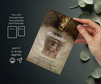 Lion King Mufasa Simba customizable invitation template | Share or Print | SN645