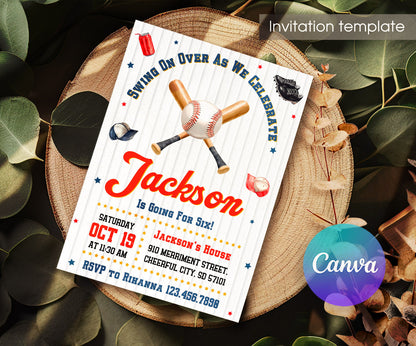 Baseball MLB Sport customizable invitation template | Share or Print | boy | SF232