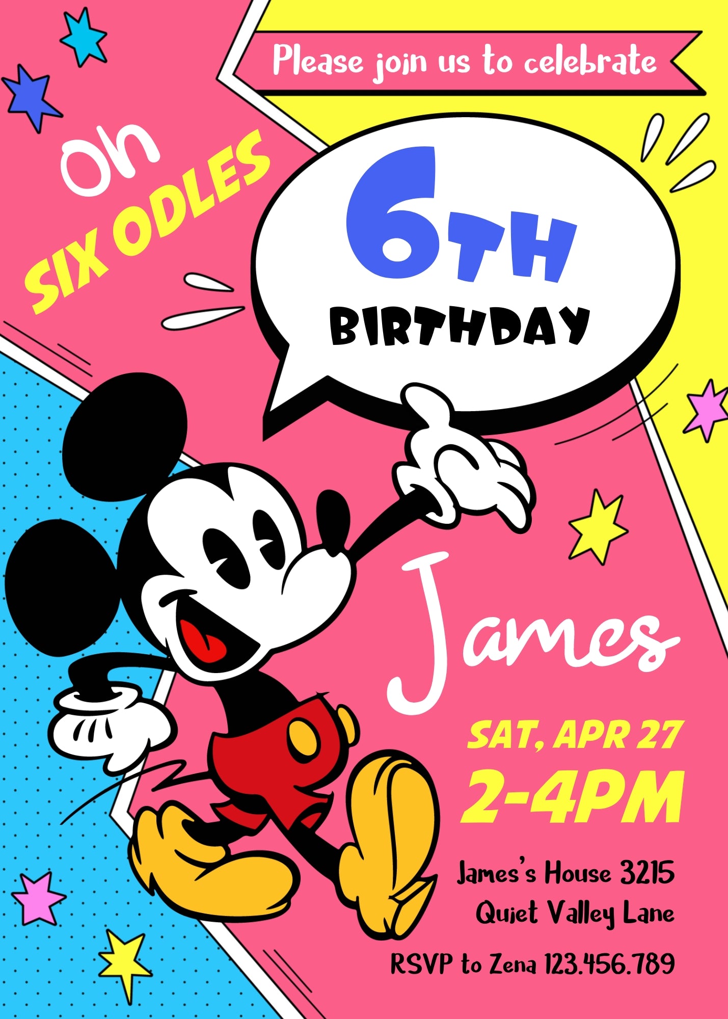 Mickey Mouse and Friends customizable invitation template | Share or Print | SC866
