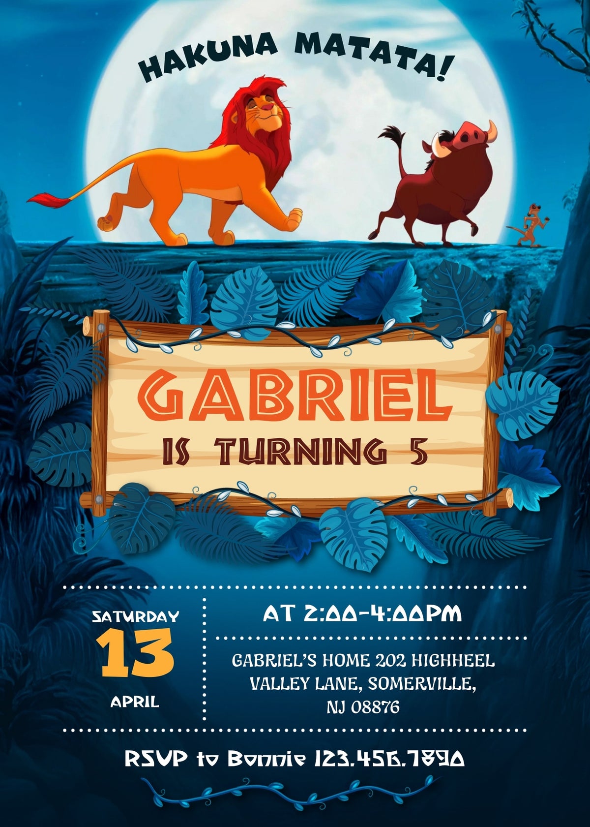 Lion King Simba customizable invitation template | Share or Print | ZR188